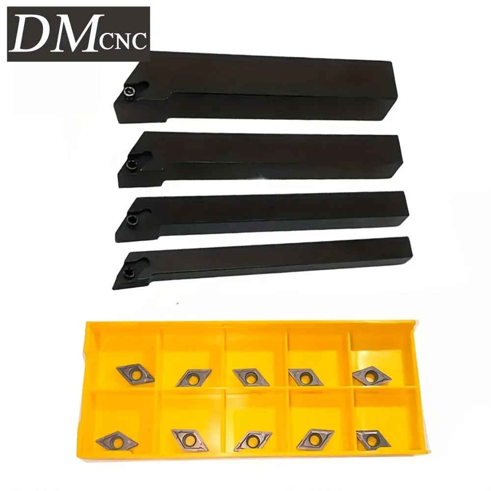 11PCS SDJCR Tool Holders + DCMT070204 ZM25 Inserts Kit for CNC Lathe - Right-Hand External Turning
