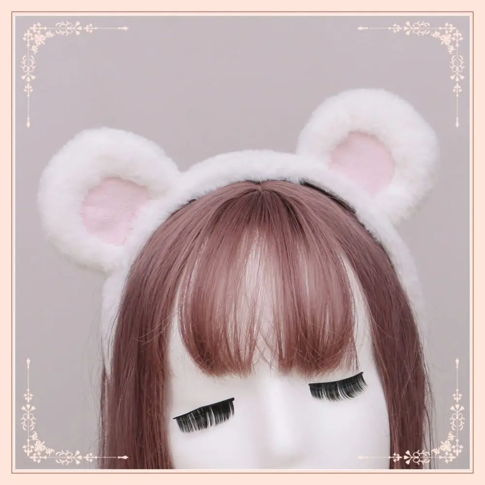 Lolita Bear Ears Hairband Fluffy Adorn Lovely Cosplay Cute Hairband Furry Animal Party Headdress Women Girl