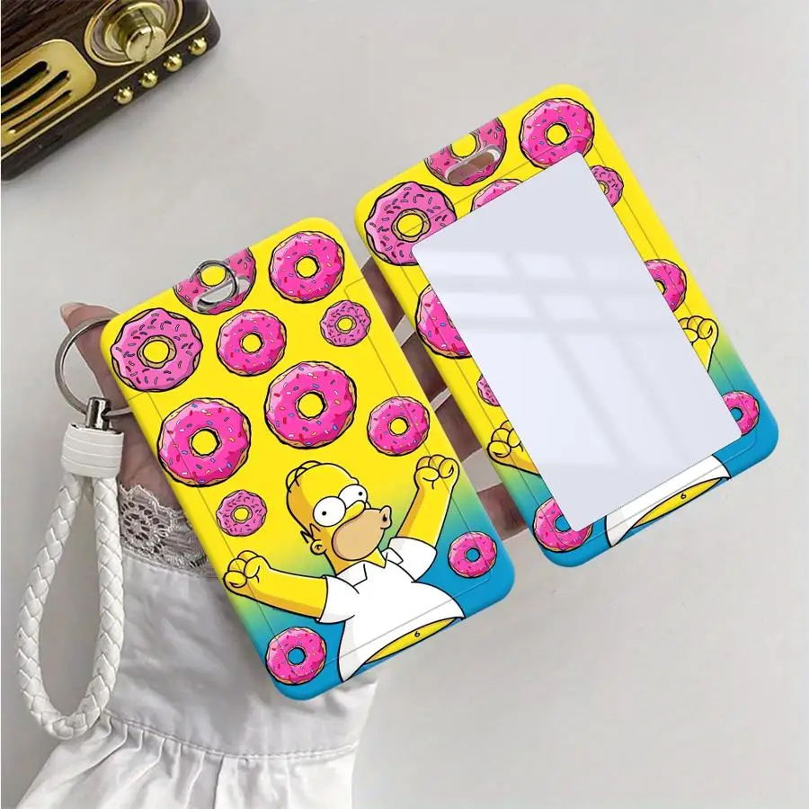 Cute Simpson Cover Case 1Pc Card Holder Retractable Credit Card Holders Holders Child Bus with lanyard Bank ID Badge