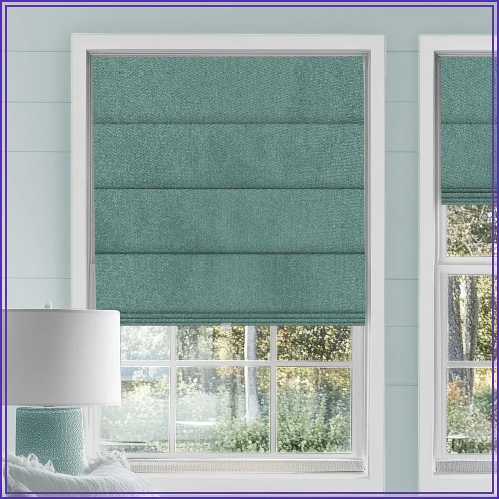 Cordless Blackout Roman Shades Thermal Window Blinds Green Custom Size
