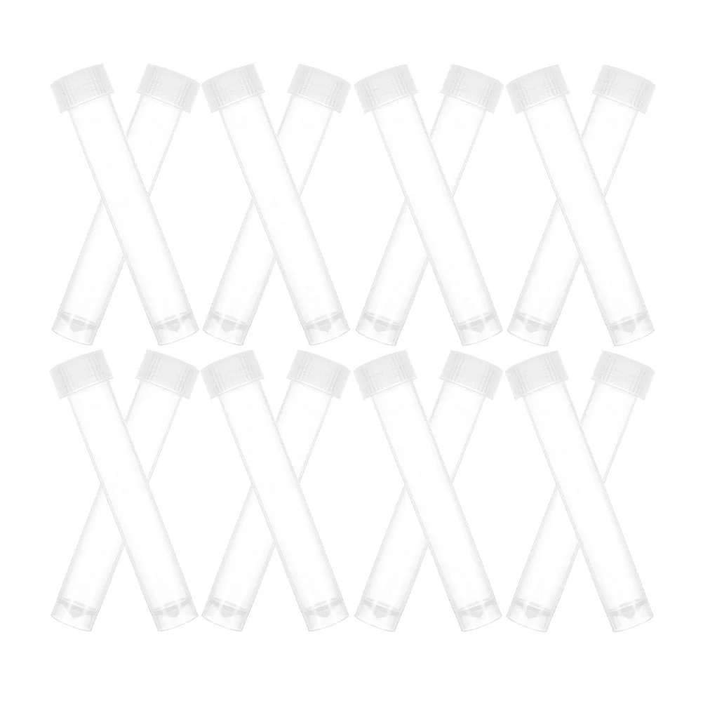 20 قطعة من أنابيب الاختبار البلاستيكية الشفافة مع قبعات متينة ومتينة للتجارب العلمية ونباتات تخزين أخذ العينات