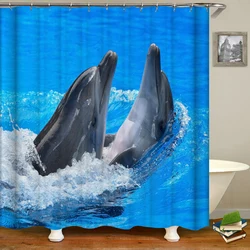 3d Printing lovely Dolphin Ocean Sea Shower Curtain Waterproof Bathroom Curtain With Hooks Bath Curtains 180*200cm Fabric