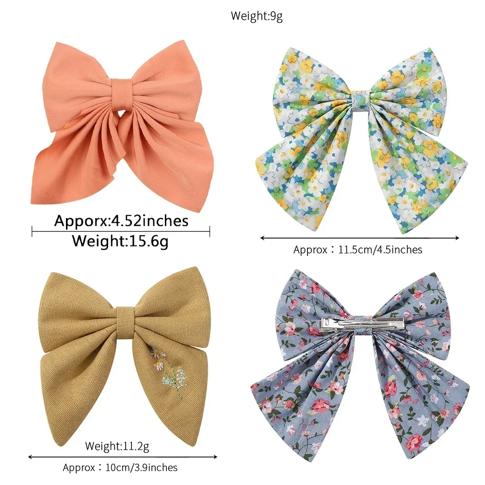 1PC Floral Cotton Kids Bows Hair Clip  Fashion Print Cheer Up Bowknot Hair Barrette for Women Girls Sweet Hairpin Accessories