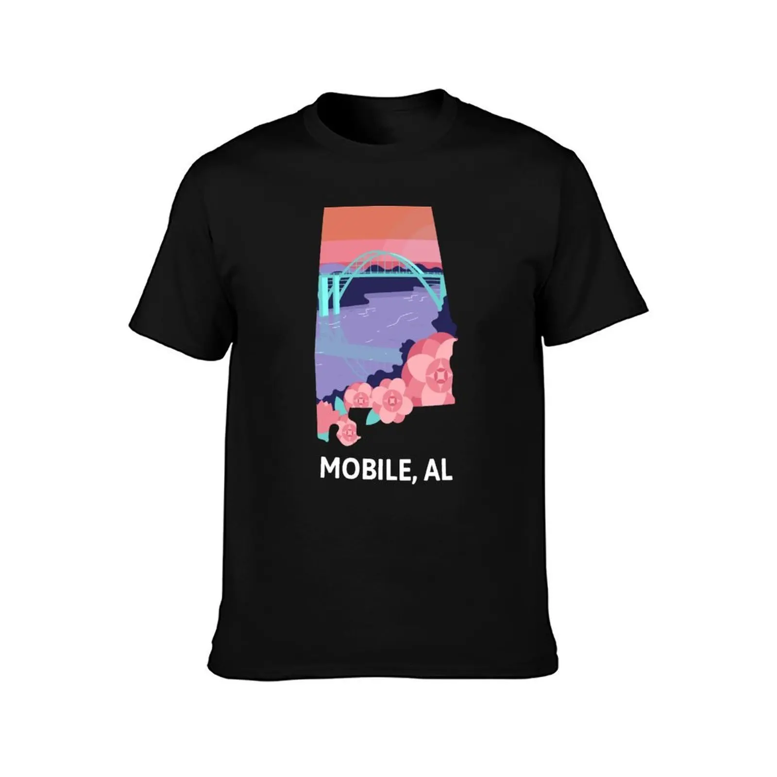 Mobile, AL T-Shirt, Summer Casual Cotton Tee, Oversized Streetwear Tops, Vintage Graphic Print, Loose Fit Short Sleeve