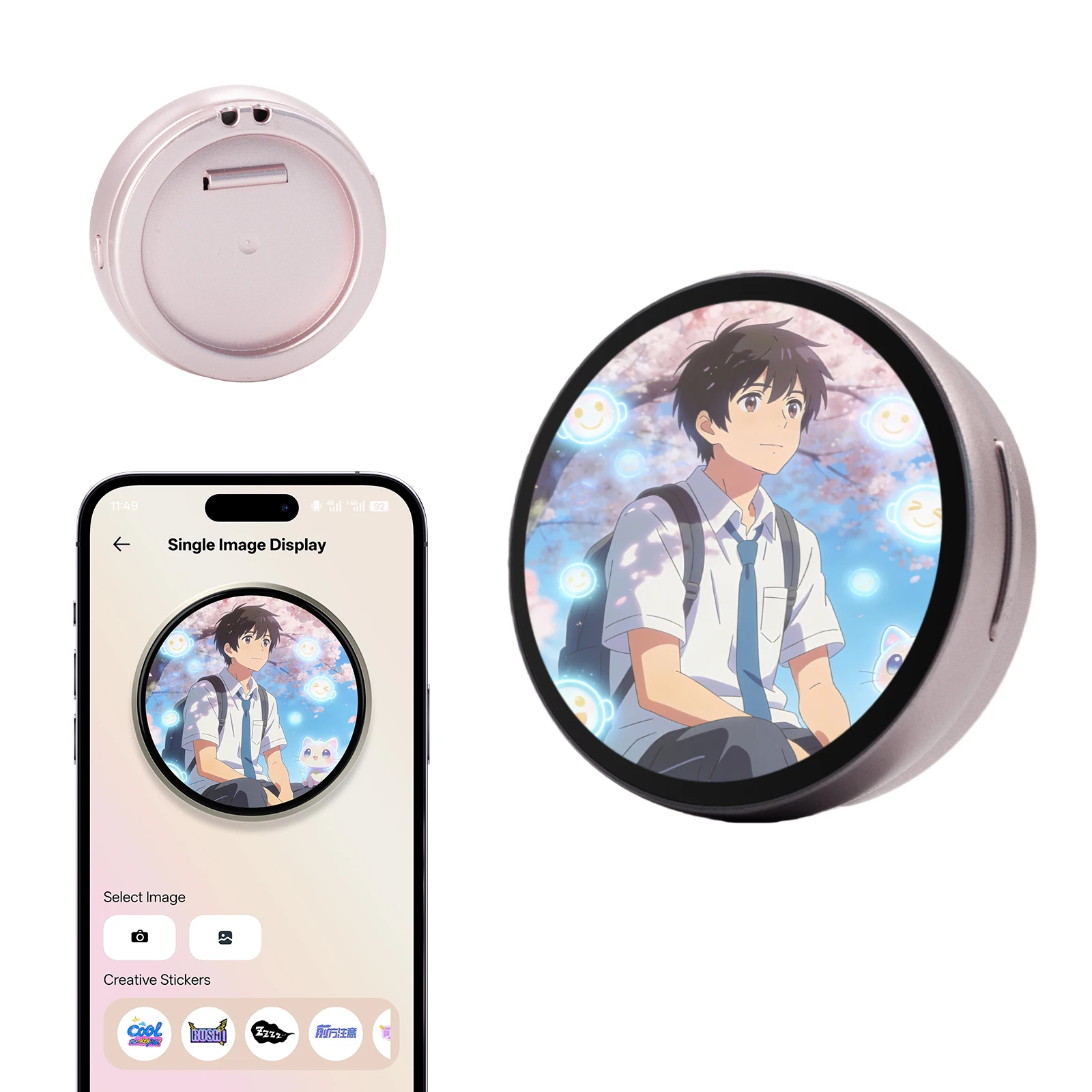 

Bluetooth LED Digital Electronic Badge, Pixel Screen Smart Pin with Protective Cover, Magnetic Name Badge for Role Play