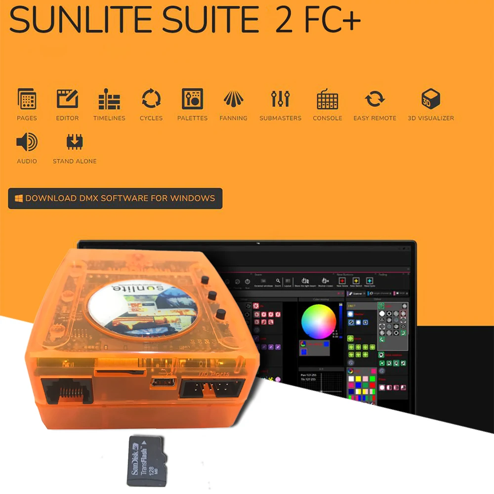 

Контроллер освещения сцены, программное обеспечение Sunlite Suite 2 FC + 1536 каналы DMX512