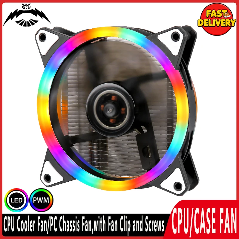 Air-cooler Computer Case Cooling Fan CPU Fan 90mm/120mm Mute PC Cooler Fan 3pin 4pin Equipped with Fan Clamp and Mounting Screws