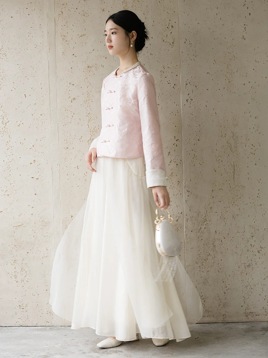 

Розовый реформированный китайский Sle Small Irt Jaet, осень-зима, Новое поступление Ele QiQi от Initial Cicada Wind Tang Cos...