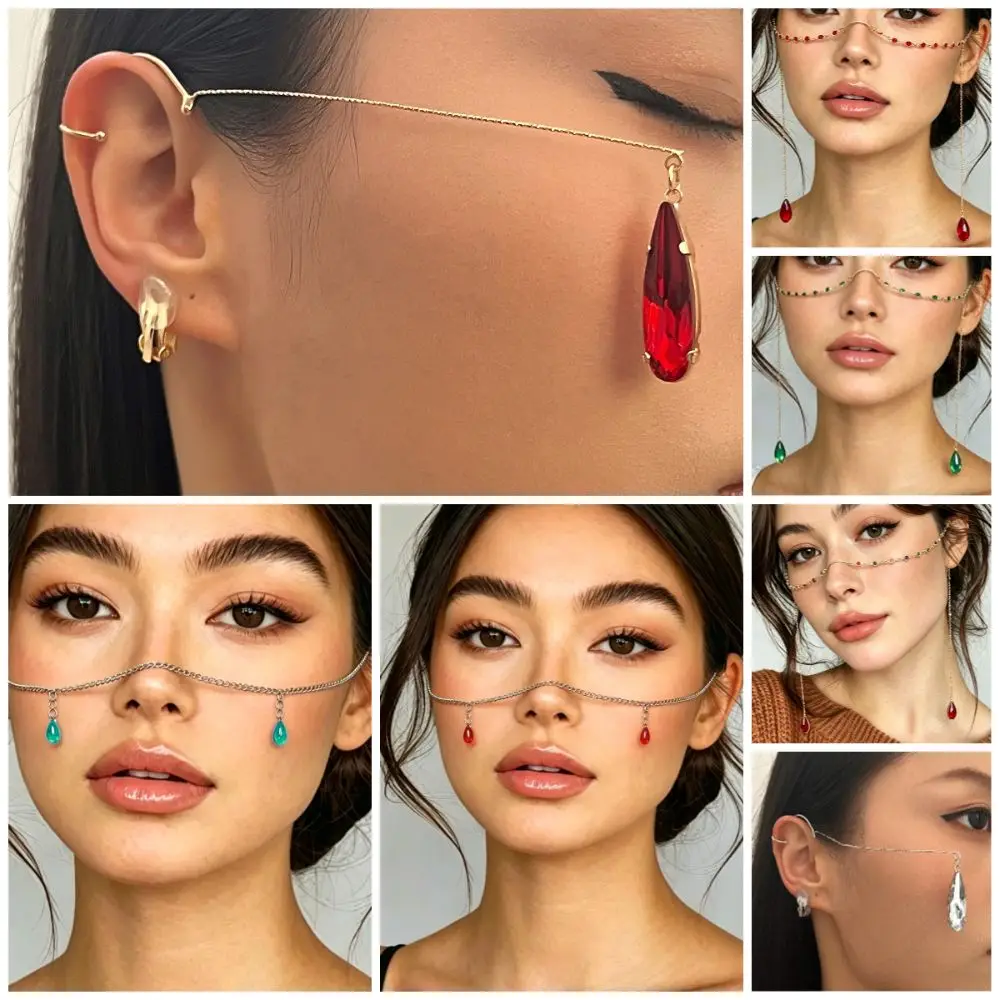 Nose Accessories Bohemian Sexy Face Chain Water Drop Pendant Exquisite Nose Bridge Face Chain Fashion INS Facial Jewelry Women