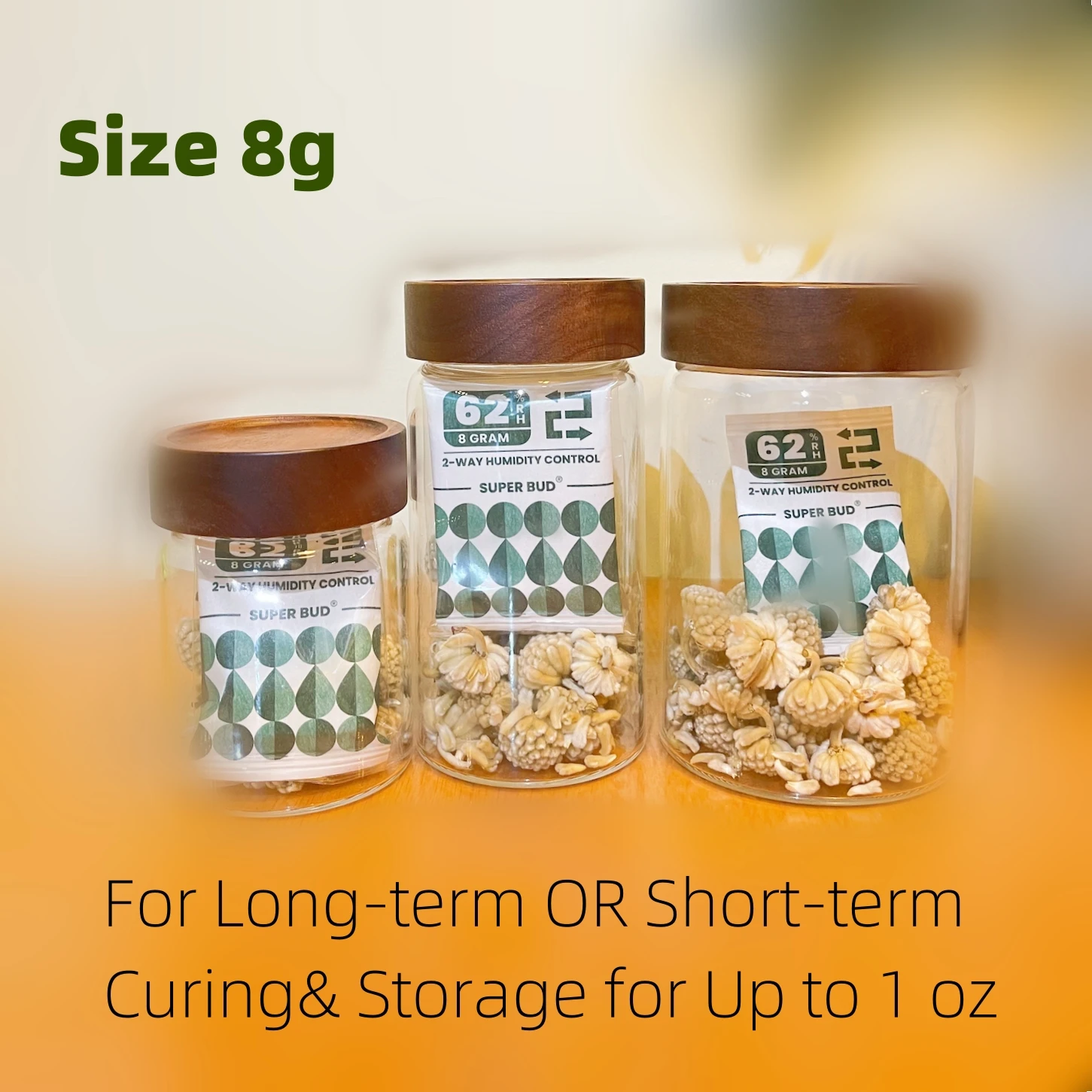 Paquetes de Control de humedad de 2 vías, tamaño 4g/ 8g, 62% RH para curar y almacenar brotes de flores, equilibrador de humedad de hierbas, paquetes de hidratación