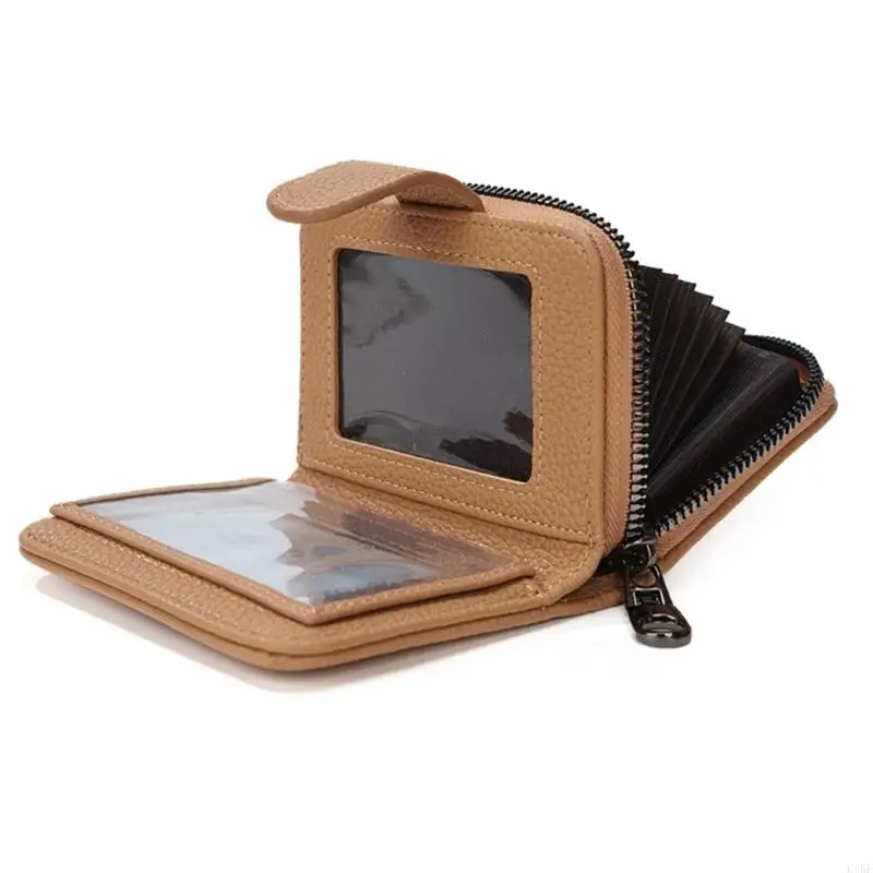 Multifunctional Leather Card Wallet With 12 Card Slots Travel Card Storage Case K1KF