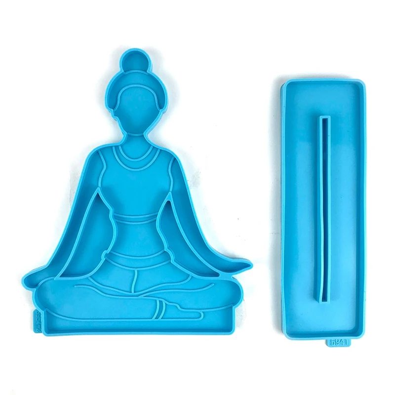 2Pcs Yoga Ornament Resin Molds Yoga Coaster Silicone Molds For DIY Epoxy Resin Keychain Ornament Decoration For Home