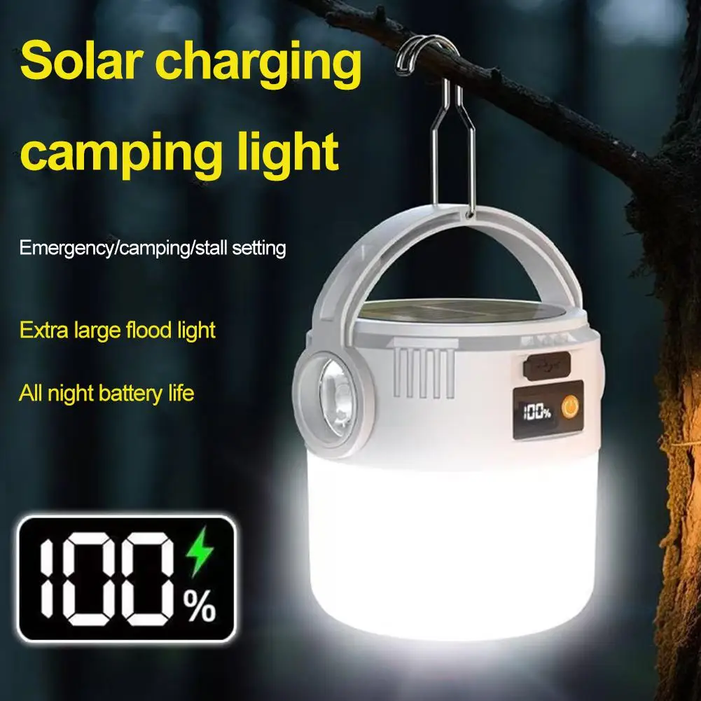 Solar Camping Light USB Rechargeable Outdoor Portable Waterproof Emergency Lantern For Hiking Backpacking Tent Activities