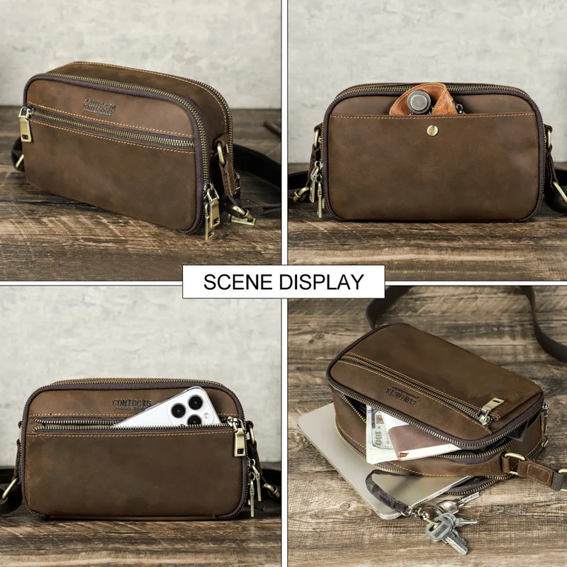New Fashionable British Version Shoulder Casual Multi Functional Crossbody Bag Genuine Bags Leather Briefcases Men Bag Briefcase