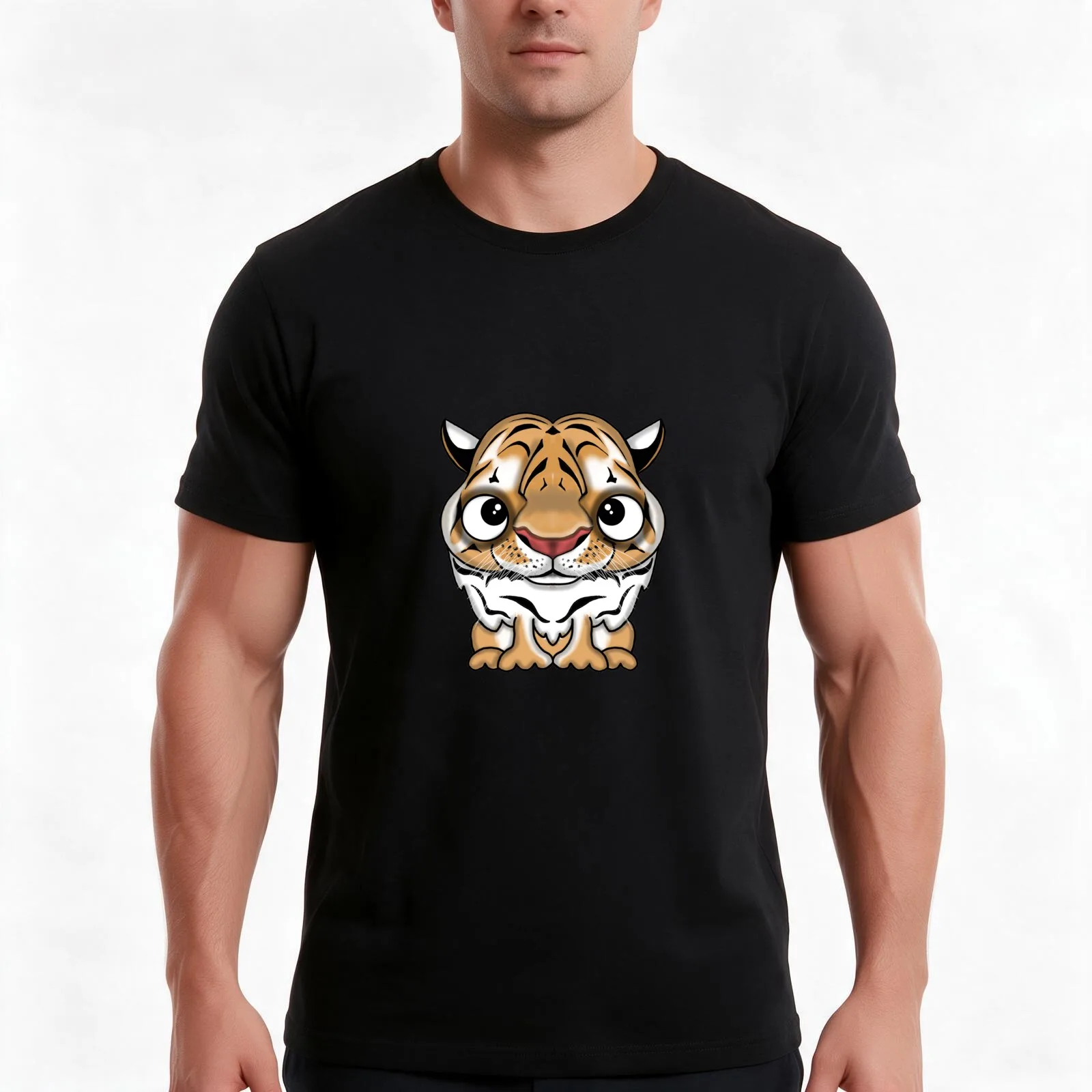 TINY TIGER T-Shirt, Summer Casual Cotton Tee, Oversized Streetwear Tops, Vintage Graphic Print, Loose Fit Short Sleeve