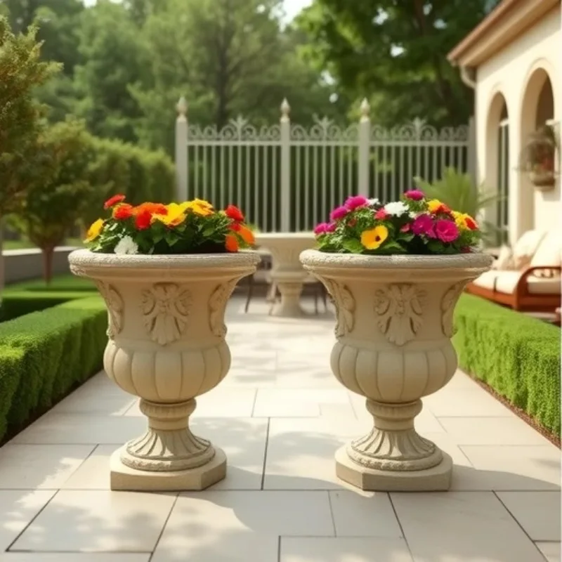 

European Style Garden Courtyard Flower Box Cement Planting Box Floor-standing Combination for Hotel Use Stone Garden Products