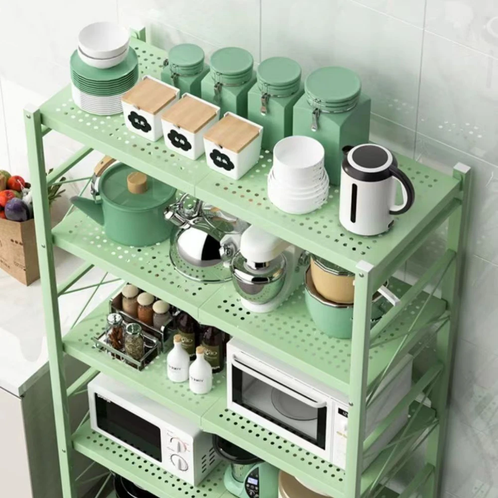 Foldable Storage Rack Portable Kitchen Iron Frame Movable Multilayer Bookshelf Simple Balcony Flower Stand Living Room Shelves image 4