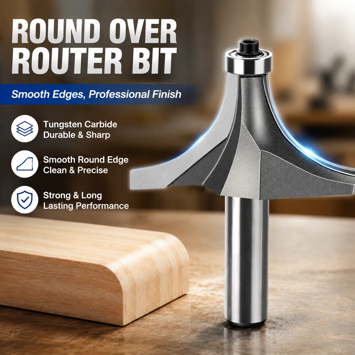 Round Over Router Bit Tungsten Carbide Woodworking Edge Forming Cutter for Trimmer Engraving Machine