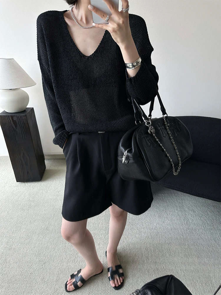 

Женские брюки Ele Tailored с высокой талией, прямые, из полиэстера, летние, новые, в двух цветах, стройнящие, модные