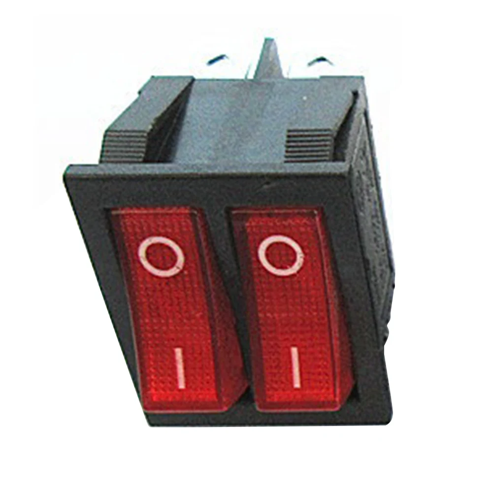 6 Pin Dual Rocker Switch with Red Light DPDT 2 Position for Automotive Boat RV and Industrial Electrical Panels