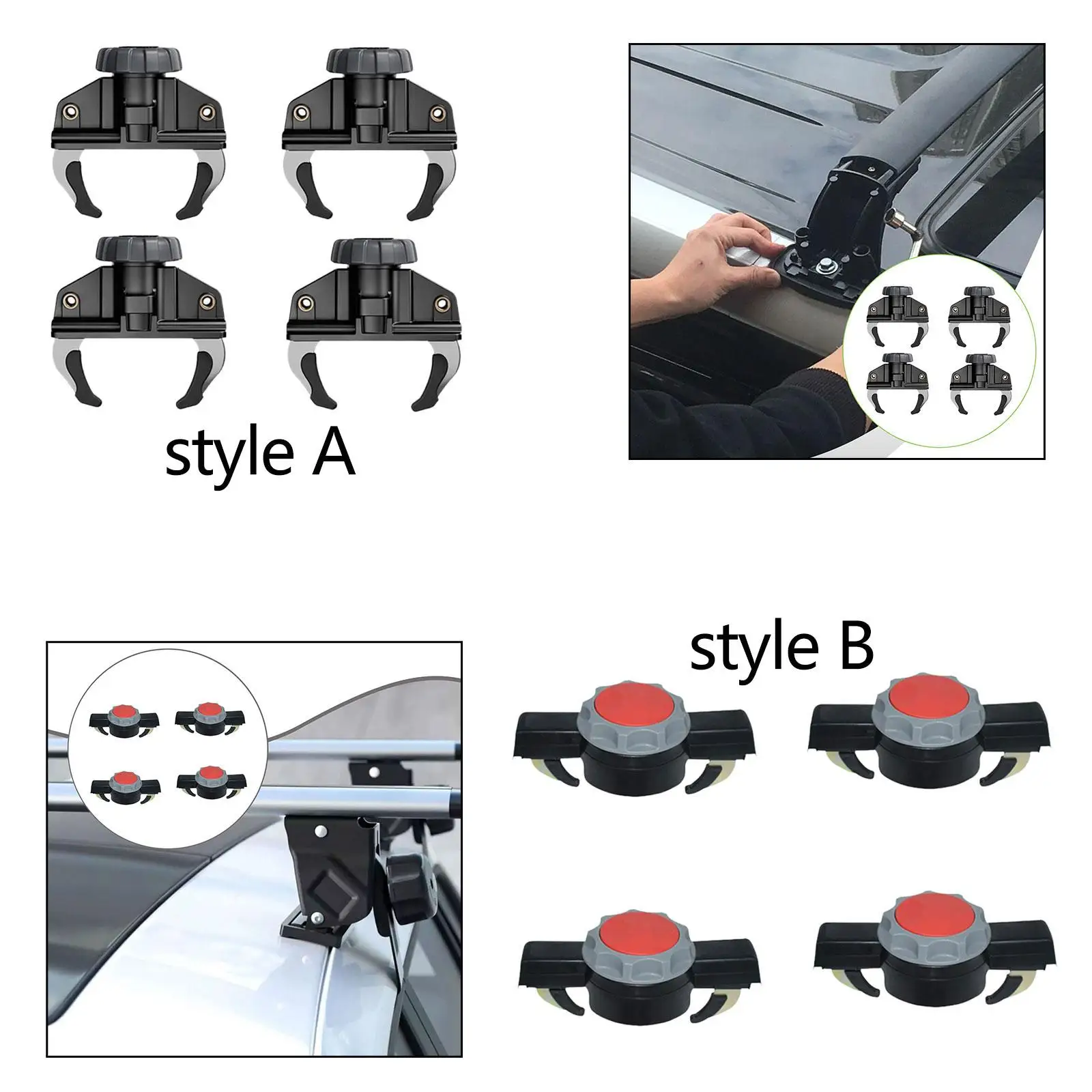 

Car Roof Box Aluminum Quick Install Clamps Universal Fit Mounting Clips for Luggage Carrier Auto Roof Rack Accessories