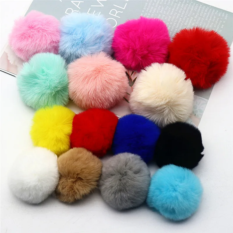 20pcs Fluffy Soft Pompon Faux Fur Ball Imitation Rabbit Fur Ball DIY Keychain Decoration Pendant Jewelry Accessories