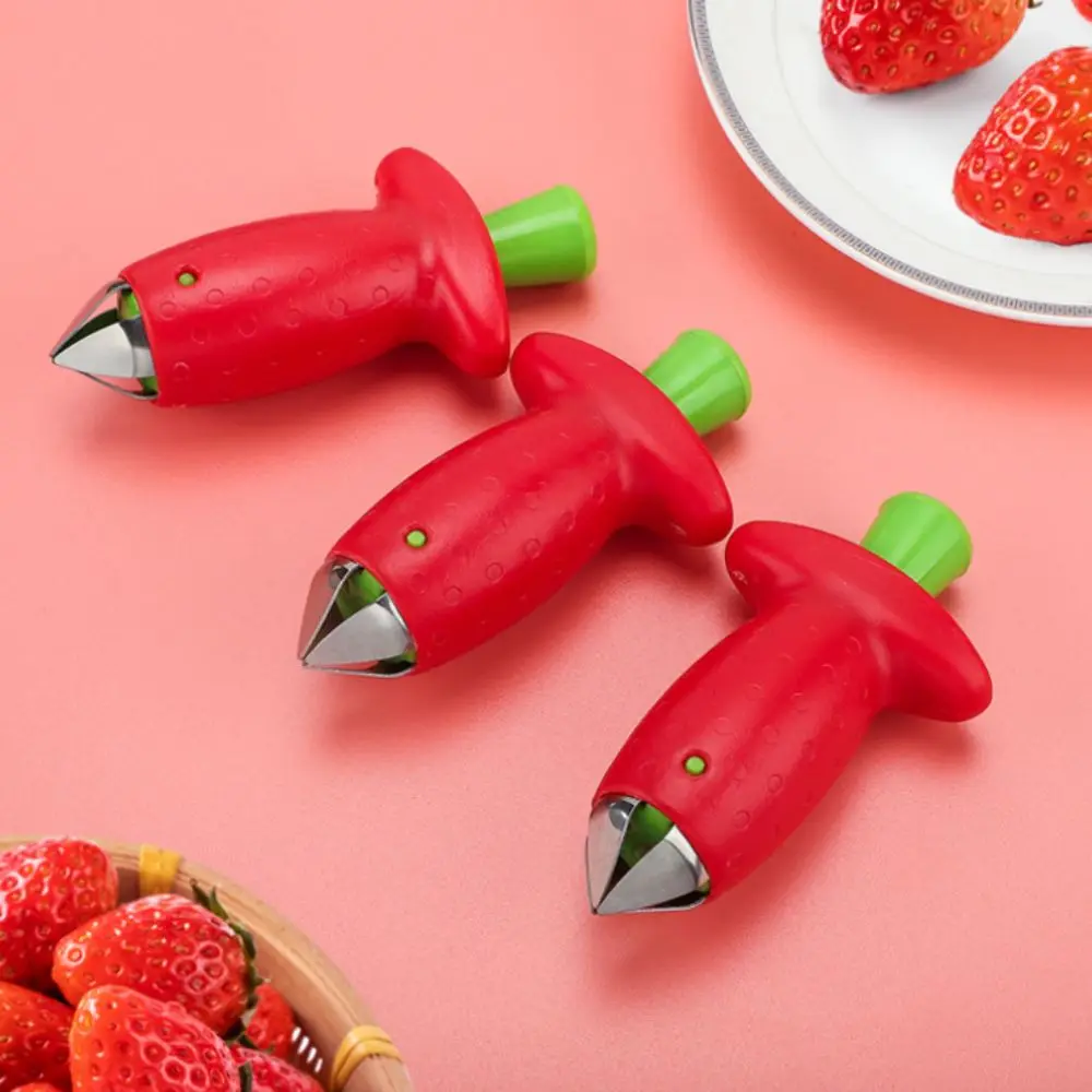 Cute Stainless Steel Strawberry Huller Pineapple Stalk Corers Stem Removal Device Creative Design Tomato Stem Remover Food Prep view 2