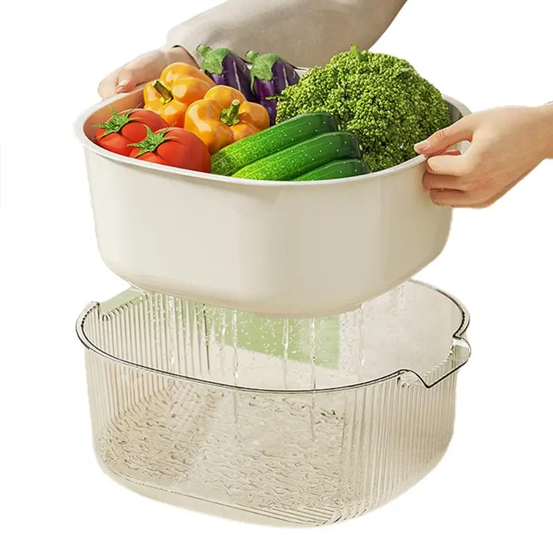 

Rice Washer Strainer Bowl Household Kitchen Draining Basket Portable Dishwasher Safe Colander Thickened Food Strainers For