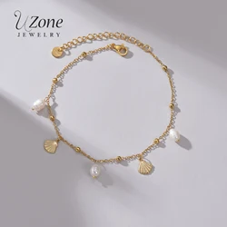 UZone Fashion Bead Pendant Ankle Chain Bracelet On Leg Foot Stainless Steel Adjustable Charm Feet Chain for Women Jelwery Gift
