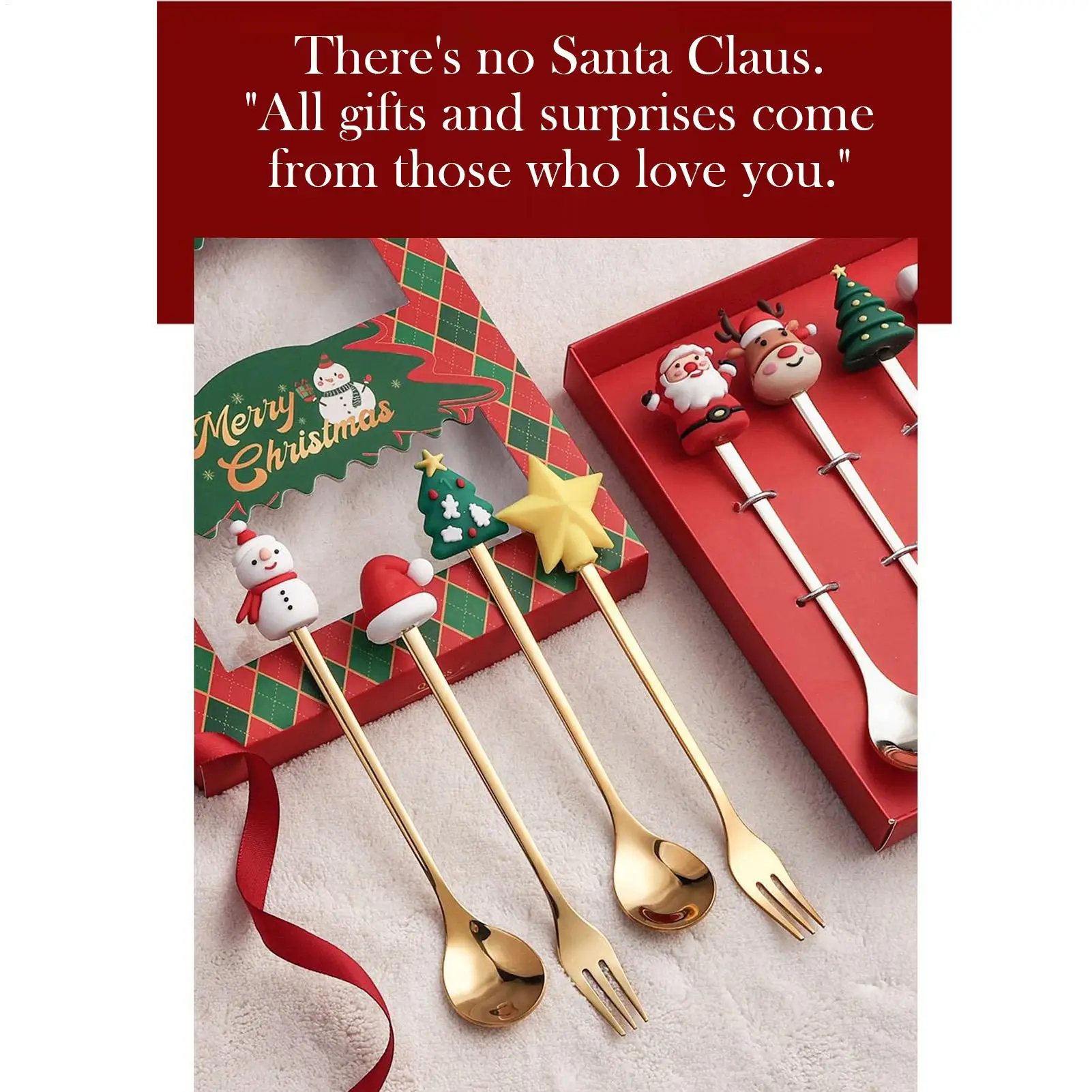 

Маленькие десертные ложки, 1 комплект, праздничная посуда из нержавеющей стали, рождественская ложка для перемешивания для дома, рождественского праздника, мороженого