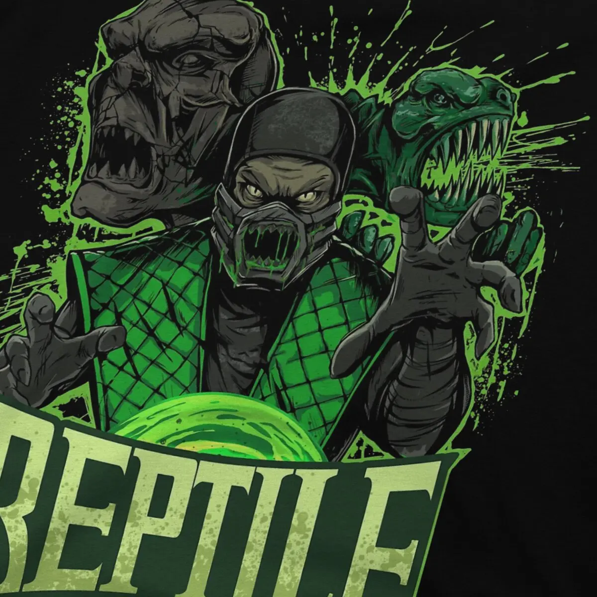 REPTILE T-Shirts for Men Mortal Kombat Mk Games Funny Tees Round Collar Short Sleeve T Shirt Party Clothing