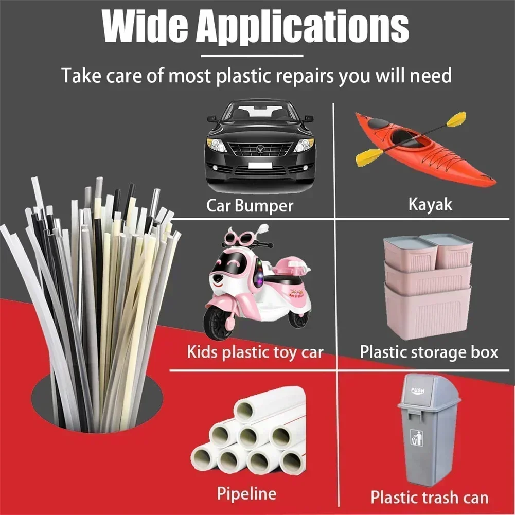 60pcs/set 13in 7Types Plastic Welding Rods Set With Stainless Steel Mesh And Sandpaper PA/PP/ABS/TPO/PC/PU/PE Rod Soldering Tool