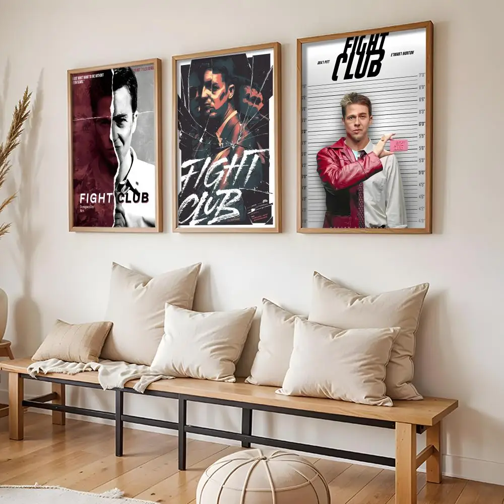 F-Fight Club Poster Stickers HD Painting Self-Adhesive Art for Bedroom Living Room Home Decor Modern Wall Decals Gift