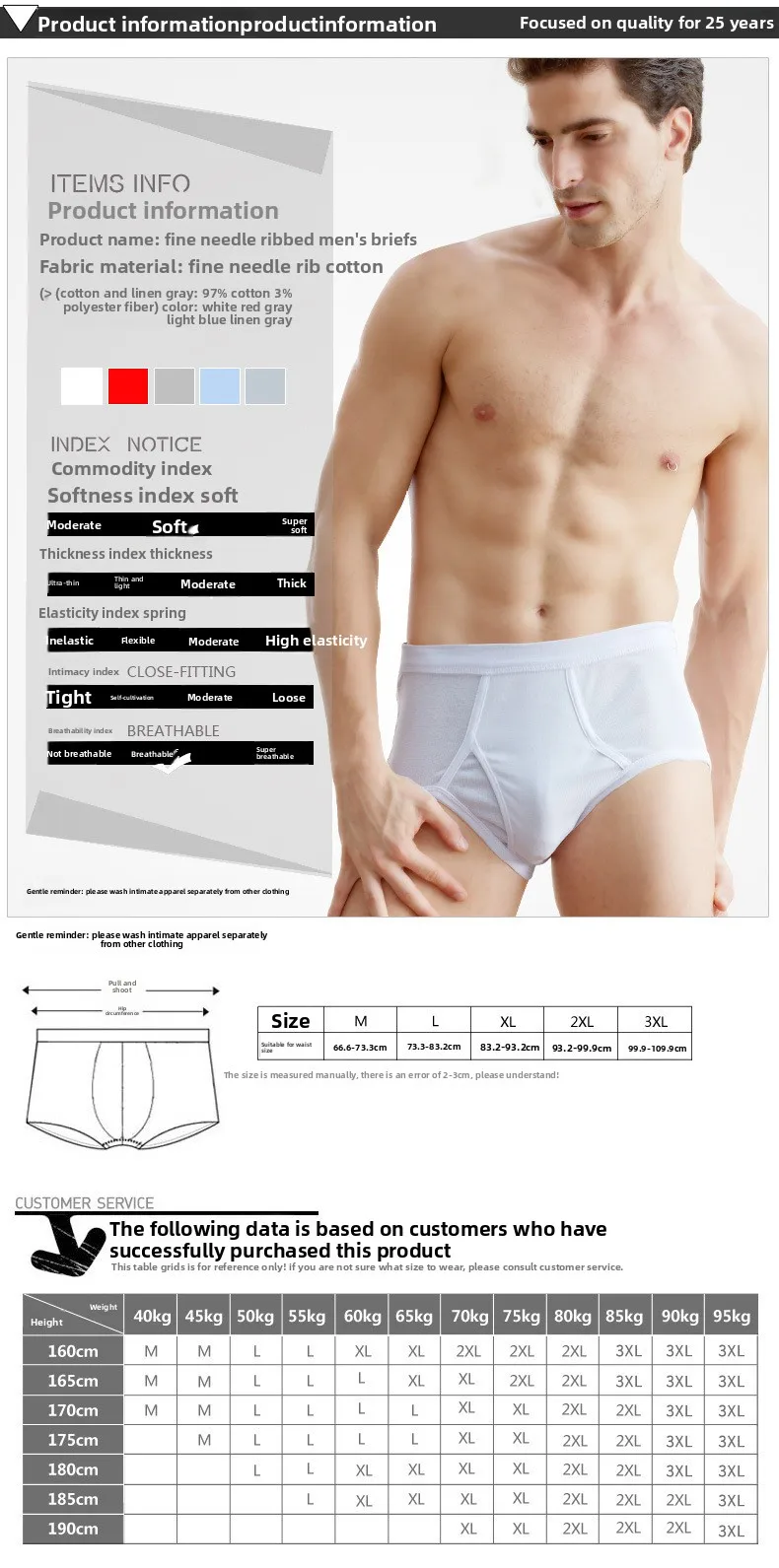 Cuecas de Algodão para Homens, Modelo Triangular, para Idosos e de Meia Idade, Cintura Alta, Tamanho Grande, Confortáveis e Respiráveis