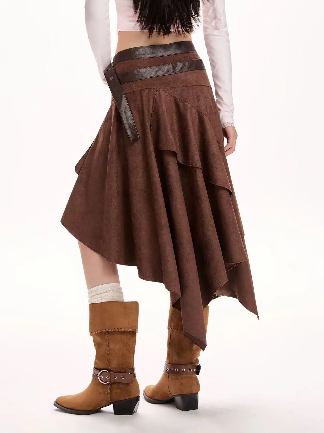 Cooler Damenrock für Damenbekleidung, Trend 2025, Herbst-Winter, braune lange Röcke, Faldas Para Mujeres, koreanische beliebte Kleidung