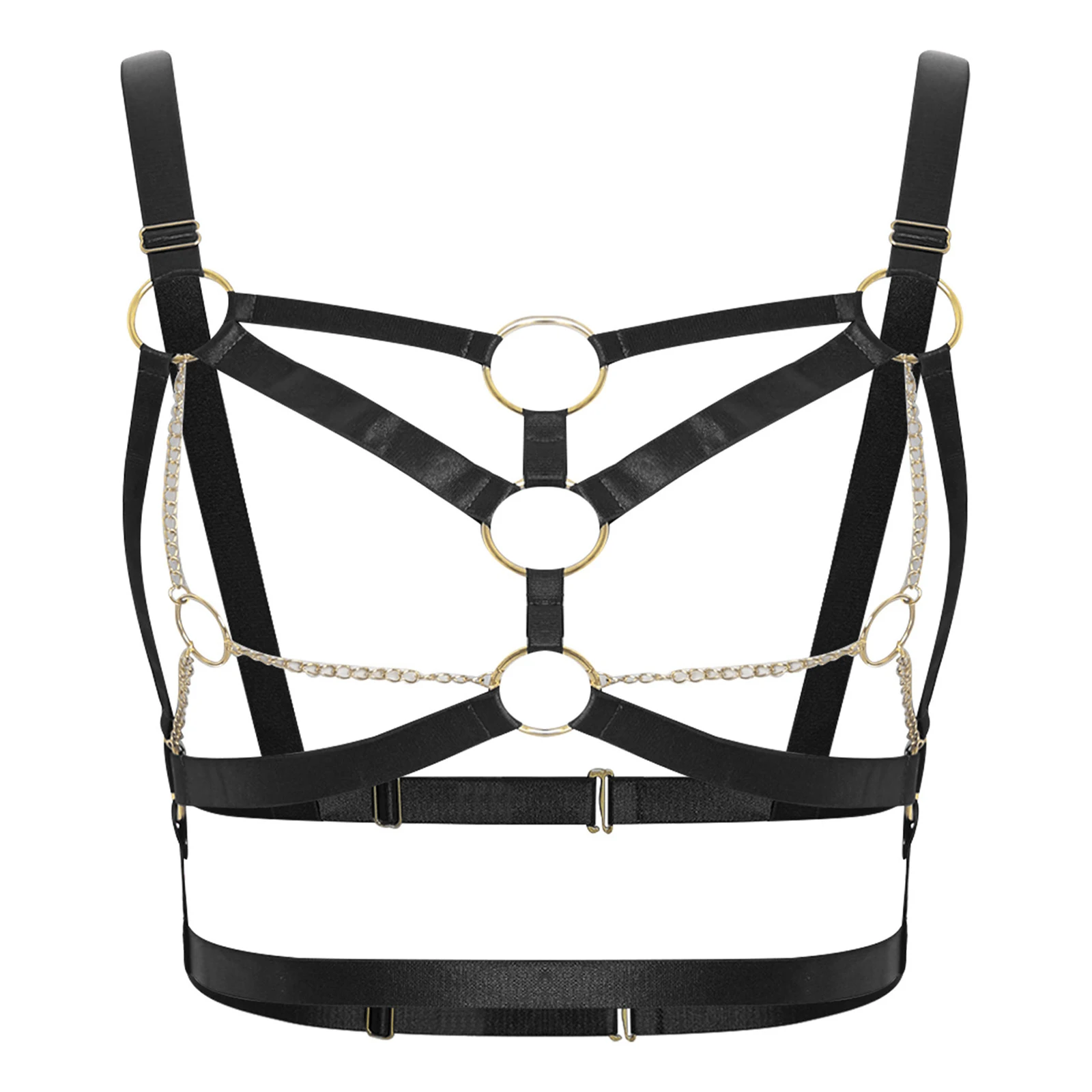 

Женское нижнее белье для взрослых, нагрудный ремень, металлические уплотнительные кольца, цепочки, связанные ремни для тела, ремни для экзотических соблазнительных ночных аксессуаров