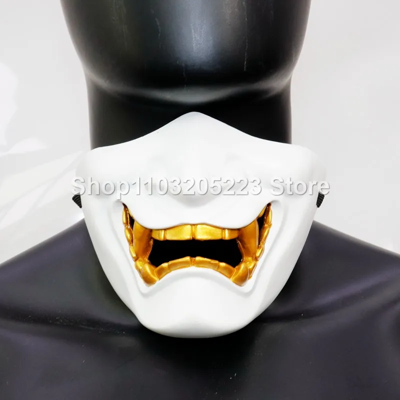 Halloween game peripheral Prajna mask resin half-face samurai outdoor tactical motorcycle mask role-play costume props