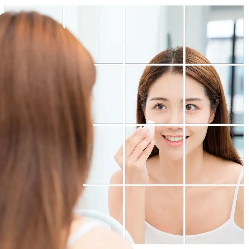 Unbreakable Flexible Mirror Sheets Large Size Non Glass Square Wall Mounted Mirror Frameless Cuttable Mirror Stickers DIY Craft