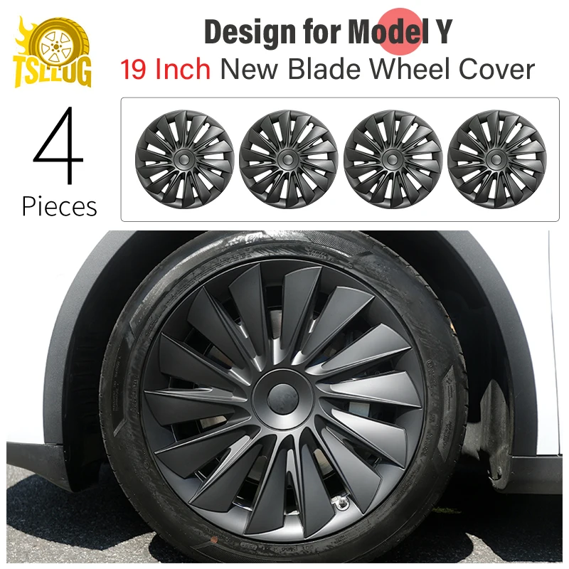 

4 шт. 19-дюймовый чехол на колесо для Tesla Model Y, новый сменный лезвие, автомобильный колпак, полный обод, автомобильные аксессуары 2020-2024