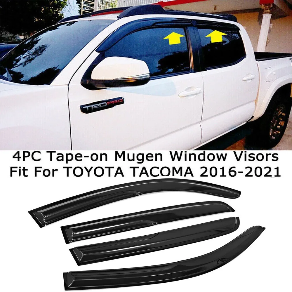 

Fits TOYOTA TACOMA 2016-2022 Double Cab Rain Guard Window Visors Door Deflectors