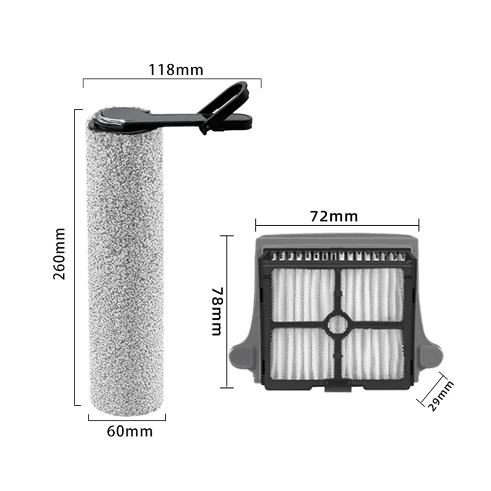 Microfiber Brush Roller with HEPA Filter for For Tineco S6 S7 Pro Version 2 Floor Scrubber Supports Weekly Cleaning Routine