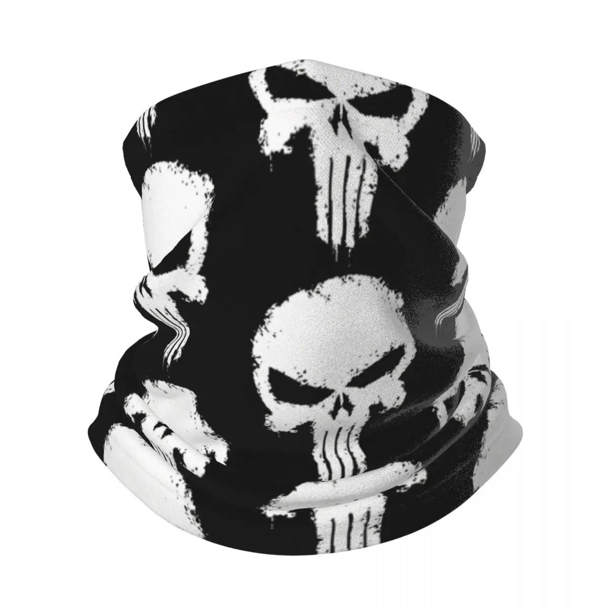 Punisher Splatter Effect Skull Bandana Neck Gaiter Windproof Face Mask Scarf Cover Women Men Headwear