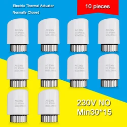 Actuador térmico eléctrico normalmente abierto, válvula de calefacción por suelo radiante, colector, 230v, 10 unidades