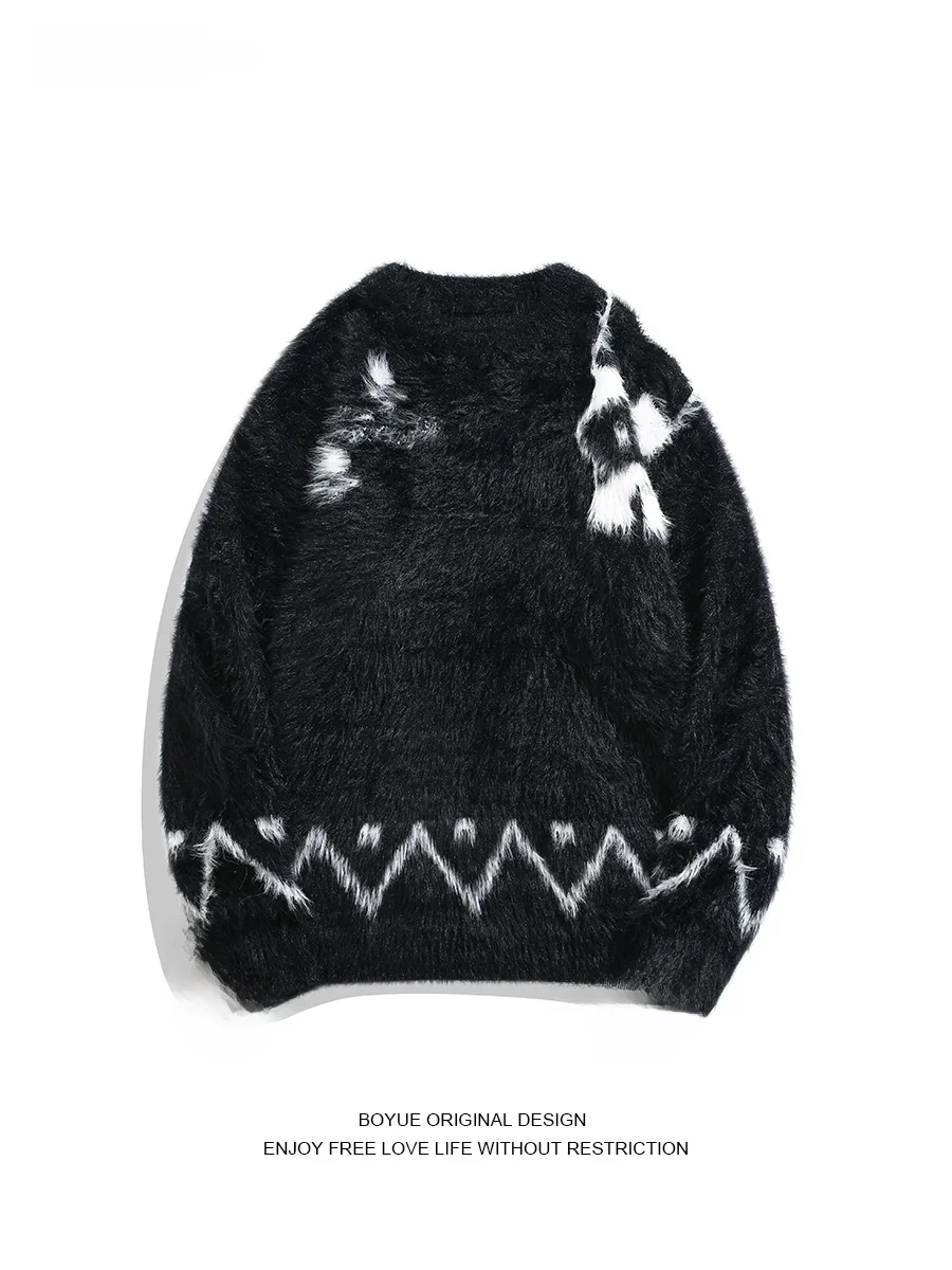 

Boyue Pattern round Ne Mink Knitwear Soft Cozy Casual Sle Men Women Inner Wear Winter Sweater Comfortable Loose Fit