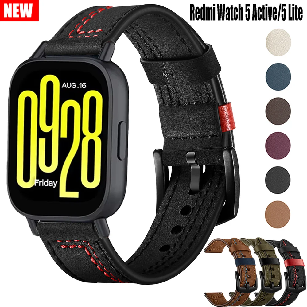 Correa de cuero para Redmi Watch 5 Lite, pulsera activa de repuesto para Xiaomi Mi Watch5, accesorio de Correa de 22mm