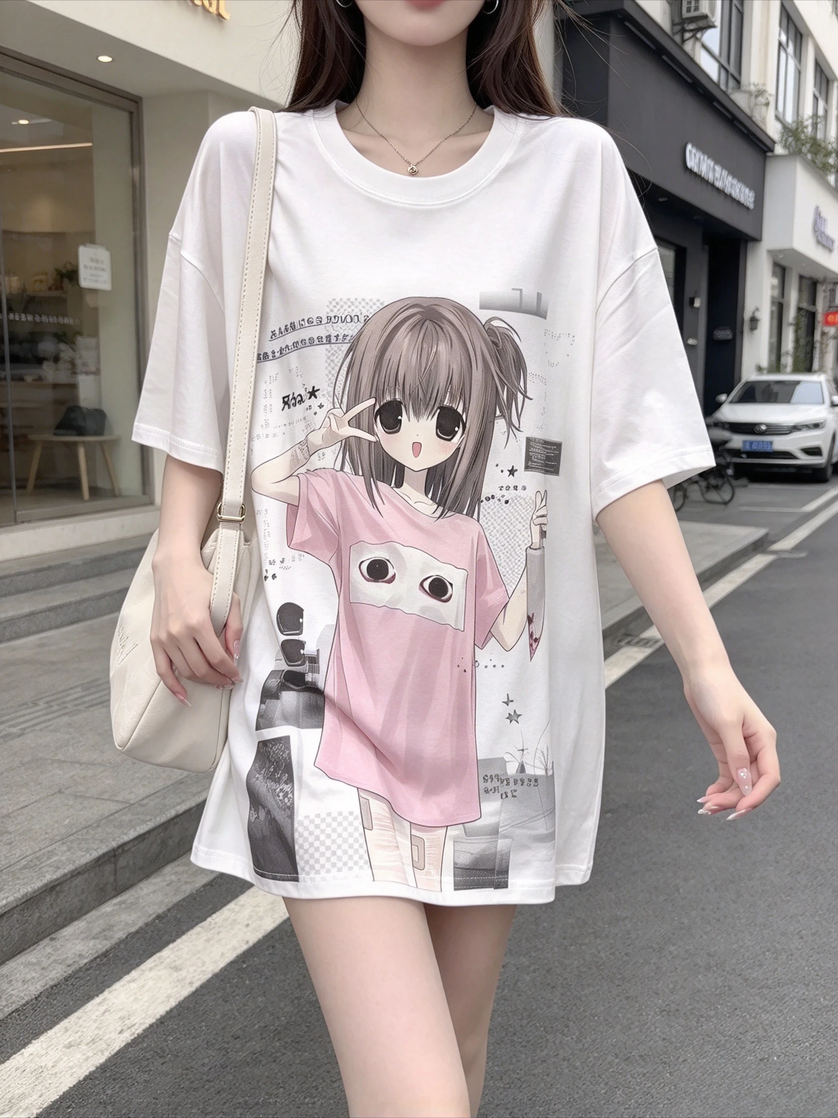 Japanese Sweet T Shirts Sweet Cartoon Printed Short Sleeve Loose Vintage Y2k Aesthetic Harajuku Tops Female Fashion Casual Tees