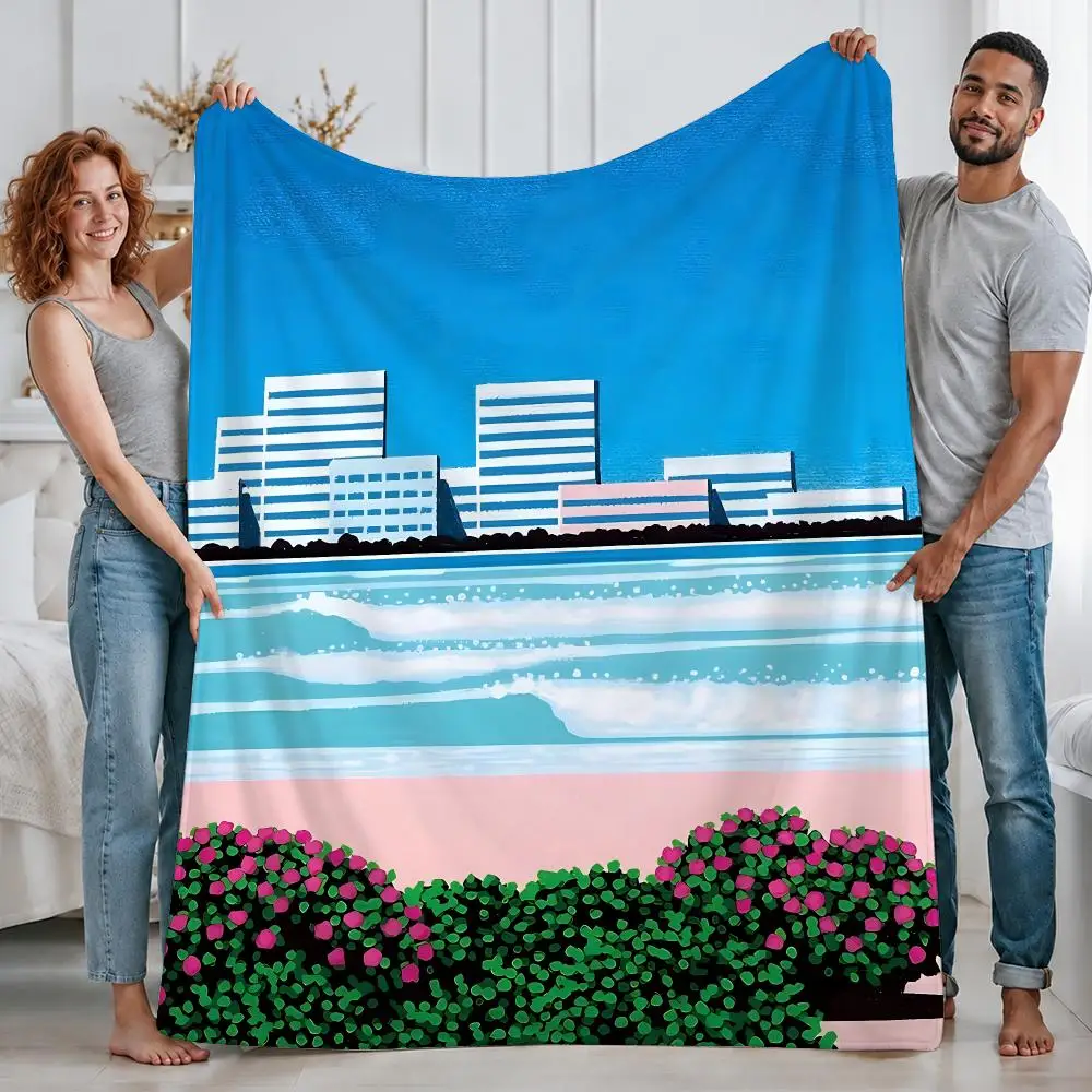 Aesthetic Artist Hiroshi Nagai Throw Custom Printed Flannel Fleece Blanket for Sofa Bed Office Travel & Camping