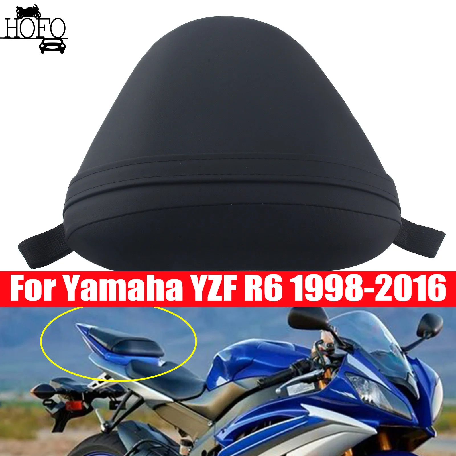

For Yamaha YZF R6 1998-2016 Motorcycle Black Seat Rear Pillion Passenger Rear Seat Assy