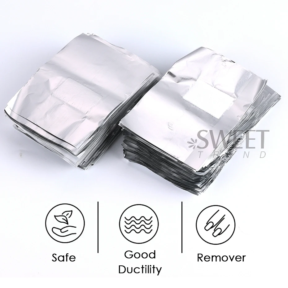 แผ่นฟอยล์อะลูมิเนียมสำหรับล้างเล็บ 50/100 ชิ้น พร้อมแผ่นสำลี สำหรับล้างยาทาเล็บ อุปกรณ์ทำความสะอาดเล็บ สำหรับทำเล็บ