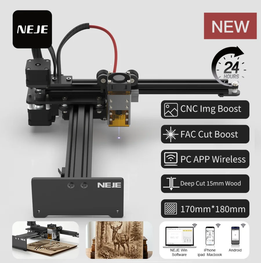 

NEJE 5 A40630 Desktop CNC Laser Engraving Cutting Machine 15mm Deep Engraving APP Control For Wood Metal Leather DIY Craft Tools